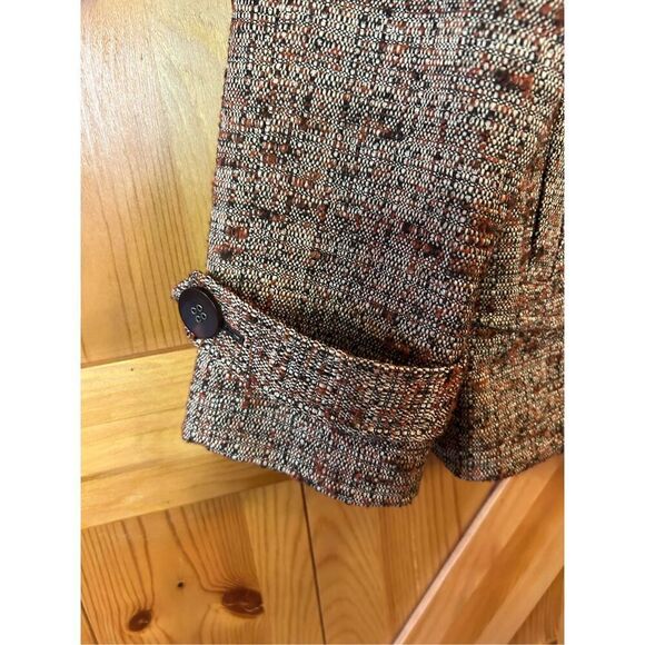 J. Jill Brown Orange Size Small Boucle Asian Collar Mid Length Swing Jacket Twee - Picture 3 of 8